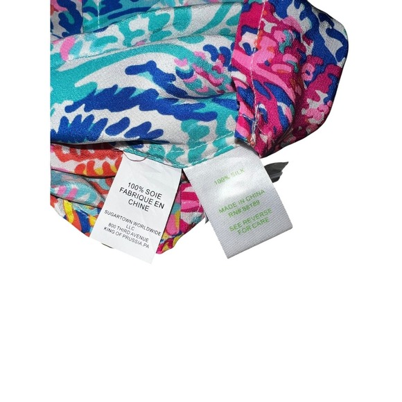 Lilly Pulitzer 100% Silk Multicolor Leaf Print Tunic Top   dopamine Sz xs - Picture 4 of 6